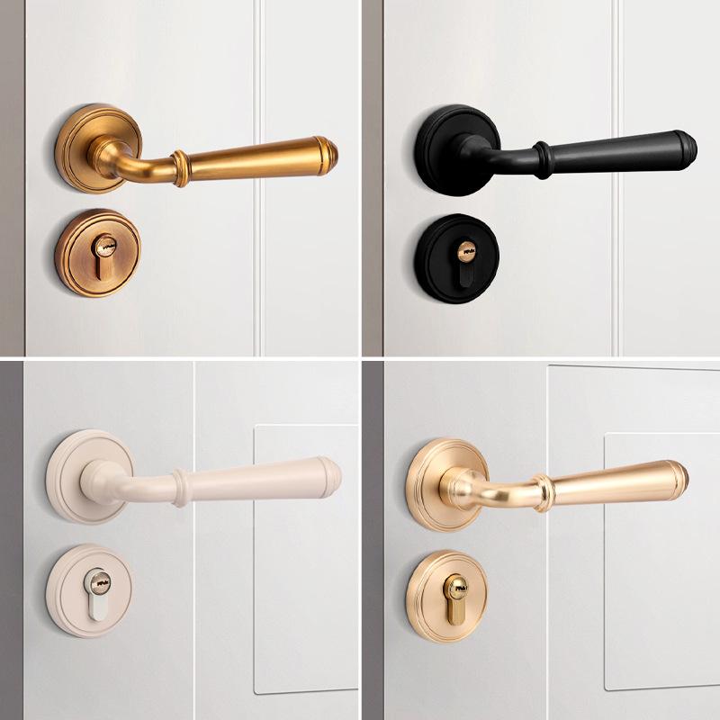 Nordic Style Bedroom Solid Wood Door Silent Handle Split Lock