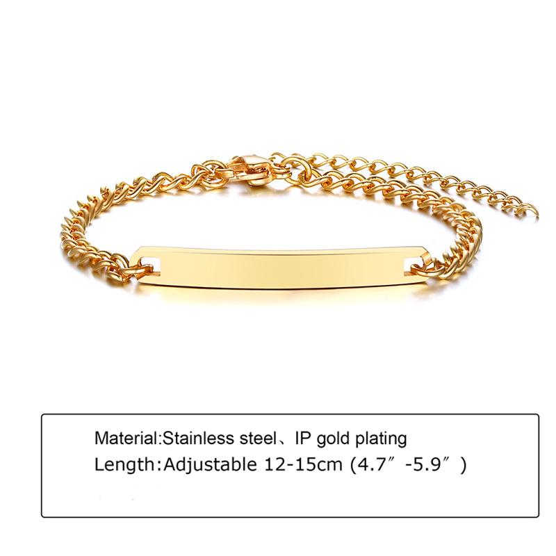 Custom Personalized Name ID Bracelet Gilrs Boy Gifts, Stainless Steel Curb Chain Link Crown Bracelet Not Allergic