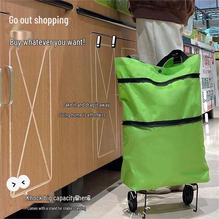 Foldable Portable Shopping Cart with Wheels: Lightweight, Backpackable Handcart and Household Trailer.