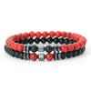 Noter New Design Mens Bracelet With Stone 2Pcs/Set 6mm Volcanic Rock Turquoise Hematite Yoga Meditation Healing Braslet Homme