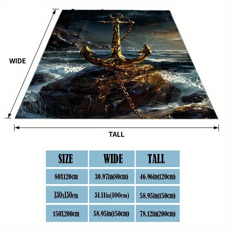 Elegant Golden Anchor Printed Blanket: Perfect for Cozy Nights and Festive Gifting - Available In Various Sizes