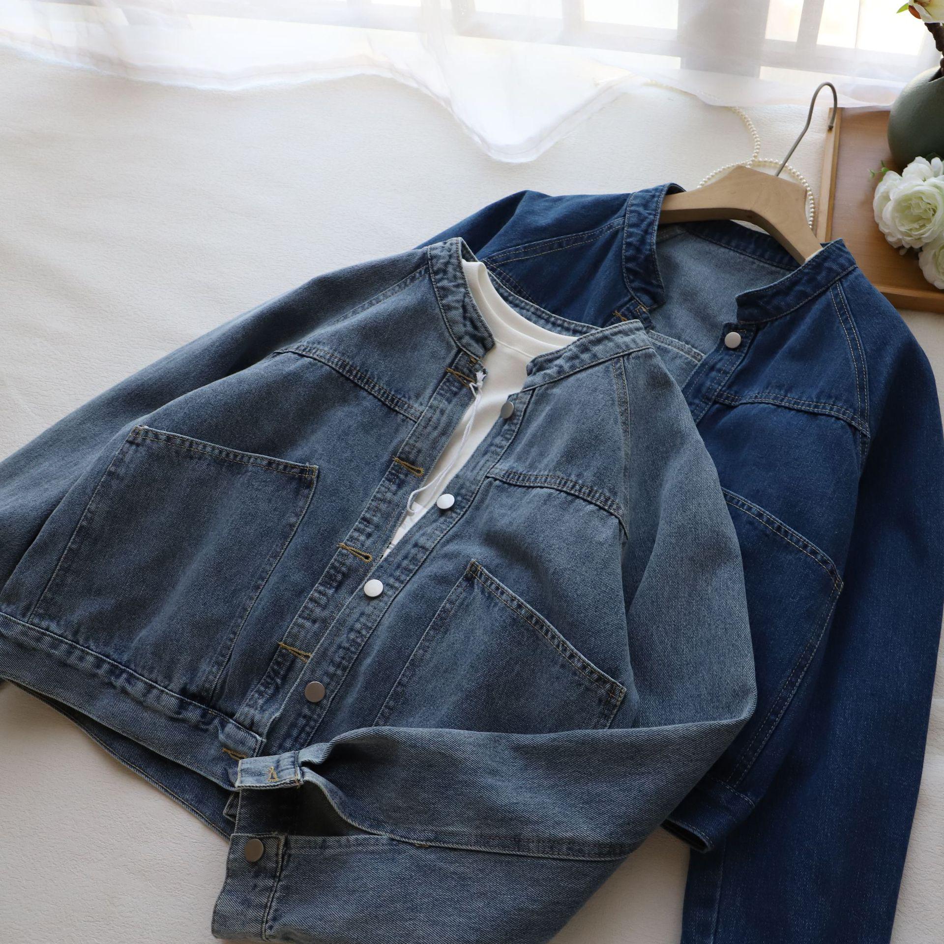 

2025 Trendy Korean Retro Style Women s Spring Short Denim Jacket One Size