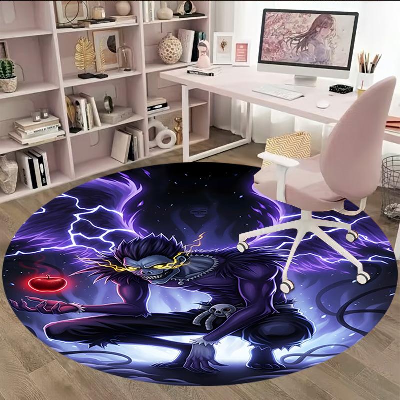 1pc D-Death Note  Carpet, Round Rug, Comfortable, Suitable for Entryways, Living Rooms, Office, And Bedrooms, Christmas Decoration