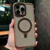 Titanium Gold metal holder magsafe charging phone case for iPhone 16 15 14 13 Pro Max Plus full shockproof magnetic hard cover
