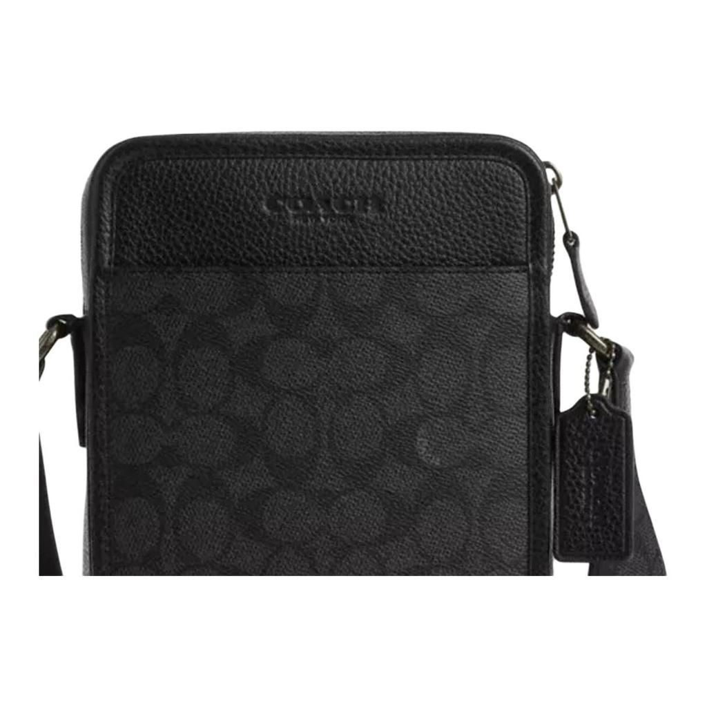Coach Sullivan 16 Classic Print Coated Canvas Crossbody Bag Small Men bags Black CAT78-QBMI5