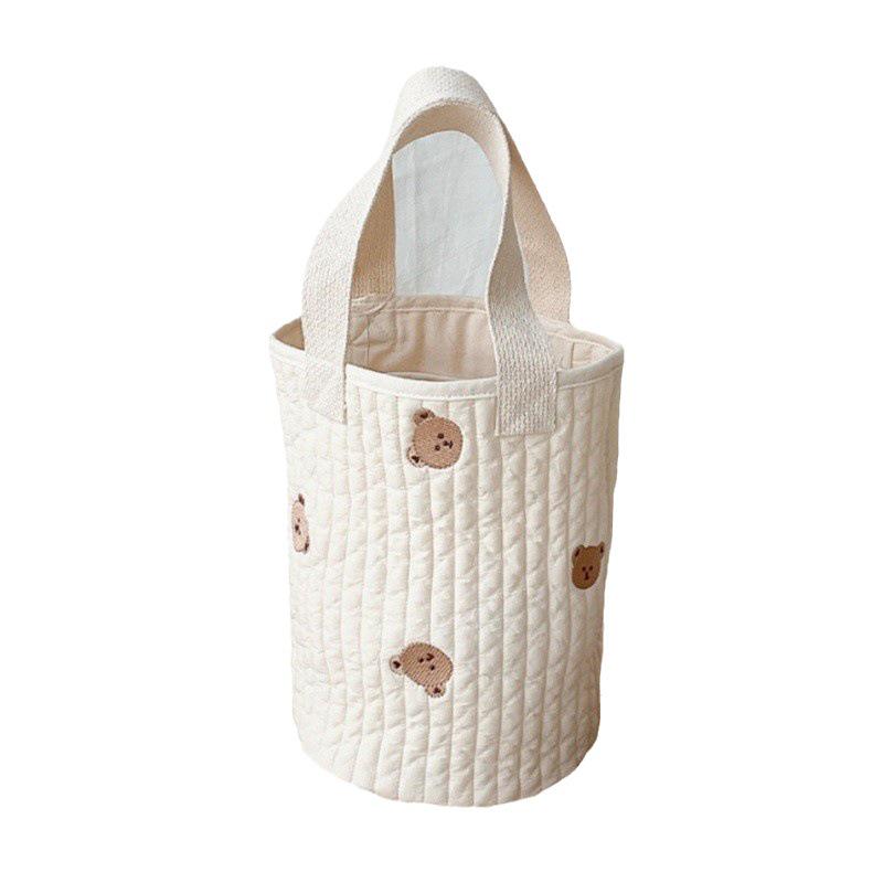 Korea 2024 Floral Embroidered Stroller & Diaper Bag - Cotton Storage for Outings