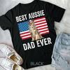 Camiseta Unissex para Homem Pai de Pastor Australiano Bandeira Americana Amante de Cachorros Pai Aussie
