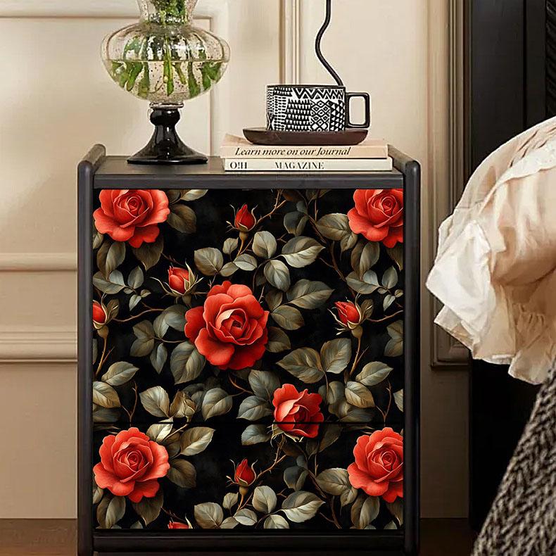 Vintage Blumen selbstklebende Tapete Aluminiumfolien-Rückseite Wasserdicht Abziehbar und Aufklebbar Wandaufkleber für Wohnzimmer Küche Badezimmer Heimdekoration