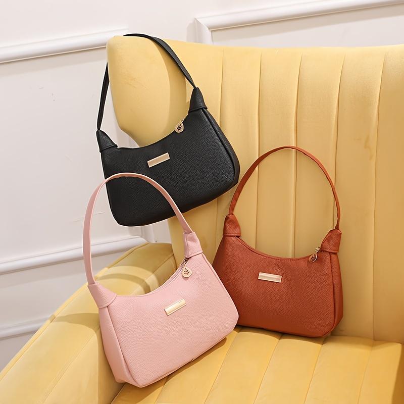 Girl's Fashion Underarm Crossbody Bag Solid Color Comfortable PU Leather Delicate And Small Hardware Decoration Durable And Exquisite Sling Bag
