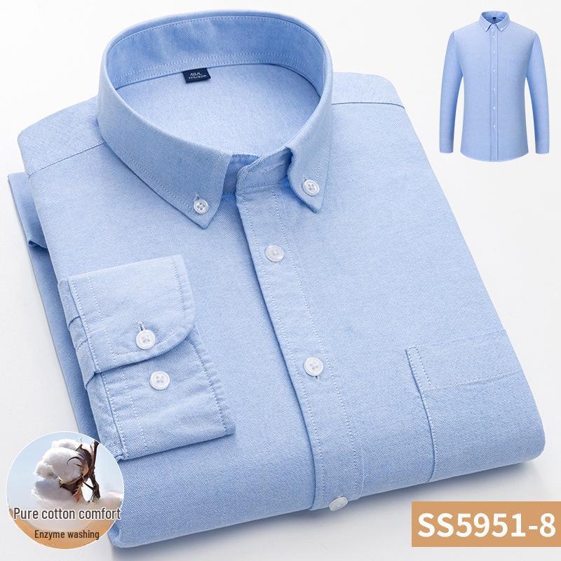 Hot Wind Men's Square Neck Long Sleeve Oxford Shirt - 2025 Spring Collection, Breathable & Comfortable Casual Wear
