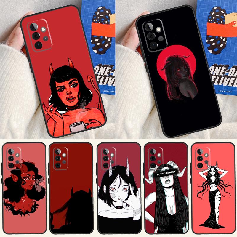 Devil Girl Woman For Samsung Galaxy A22 A32 A52 A54 A34 A14 A55 A35 A15 A53 A33 A13 A05 A06 A16 Phone Case