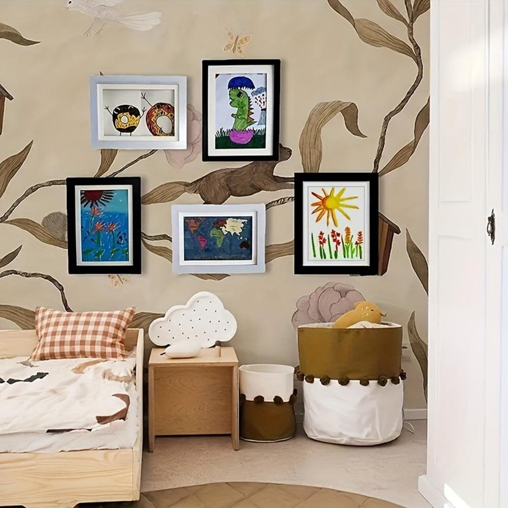 Flip Up Wooden Photo Frame, Magnetic Suction Frame, A4 Children's Photo Frame, Storage Frame, Art Work Certificate Frame