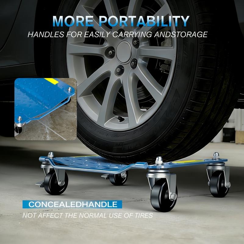 Car Dolly Set of 4, 6000 Lbs Capacity Car Wheel Dolly with Reflective Tape,Car Moving Dolly with 360° Rotational Wheel & Brakes,Heavy Duty Vehicle