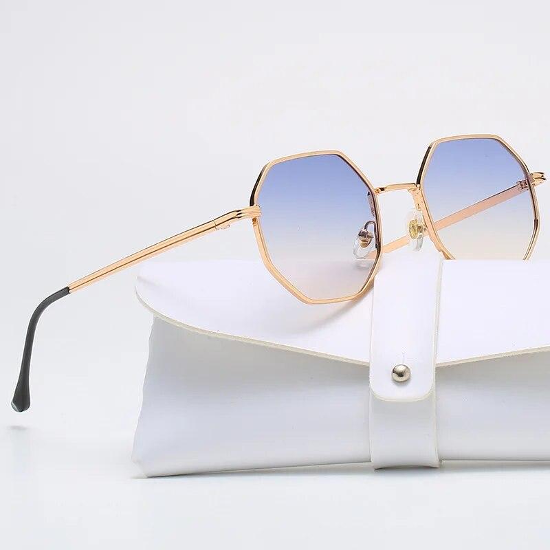 Luxusní čtvercové sluneční brýle Muž Žena Móda Malý rám Polygonové sluneční brýle kovové Vintage Retro Octagon Gafas De Sol