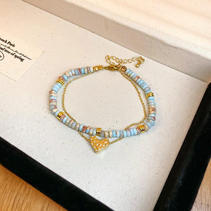 Aquamarine Fresh Zircon Flower Crystal Beaded Bracelet Light Luxury Premium Bracelet Bracelet Exquisite Niche Jewelry