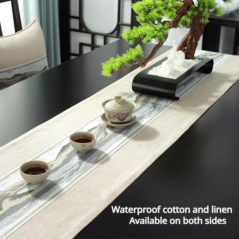 Chinese Style Table Runner Solid Linen Cotton Table Cover Waterproof Table Track Wedding Table Decoration Tablecloth for Table