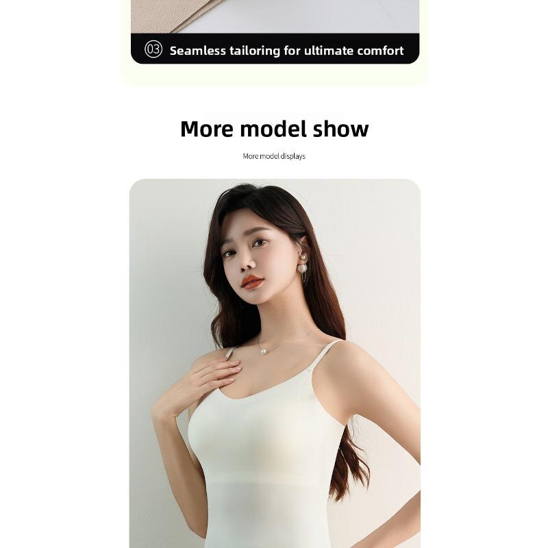 Damen Lang Schönheitsrücken Camisole, Feste Cups Hautfarbe Nahtlos Große Größen Basis Tanktop