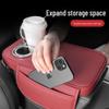 Multifunctional Leather Car Armrest Pad with Storage, Cup Holder, and Protective Cover
