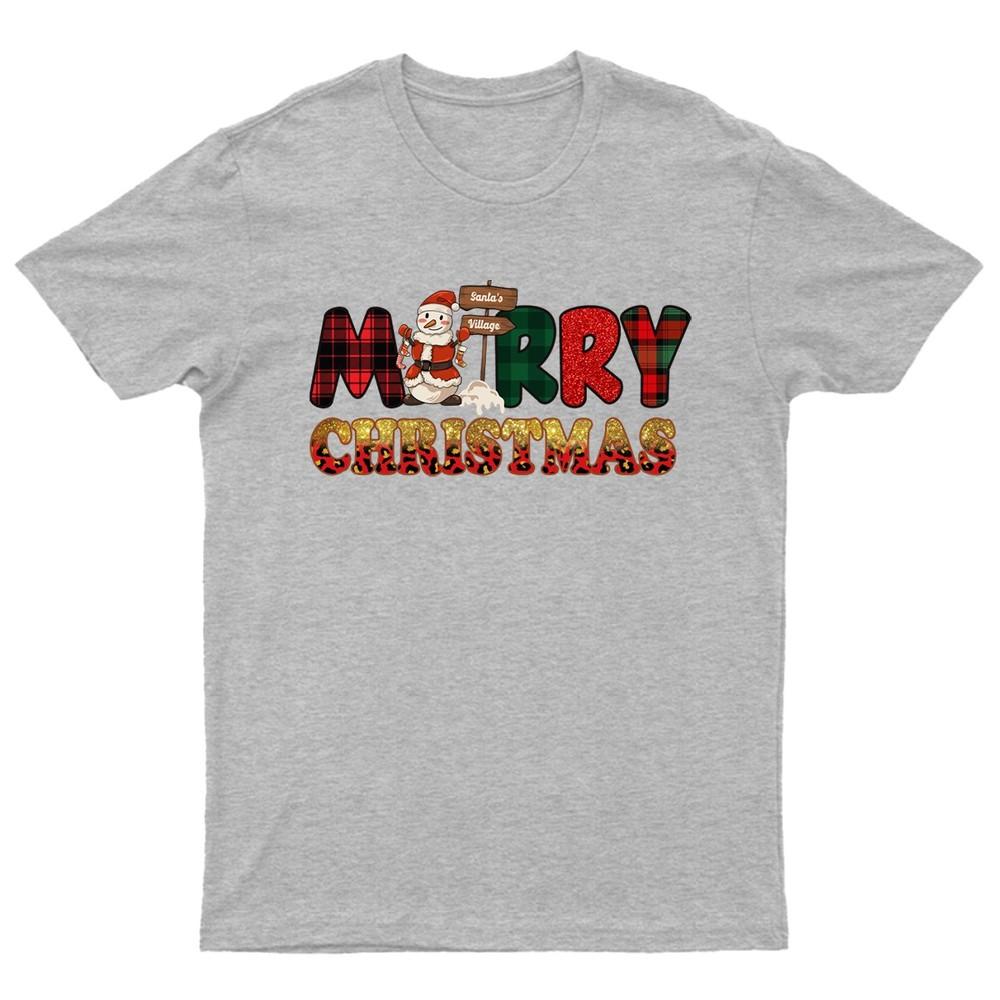 Merry Christmas Santa Village TShirt Unisex Gift Retro Funny Unisexs Vintage