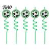 Birthday Party Straw 5Pcs Colorful Soccer Spiral Straws, Reusable Drinking Straws for Safe Odorless Party, Football Theme Celebration Beverage