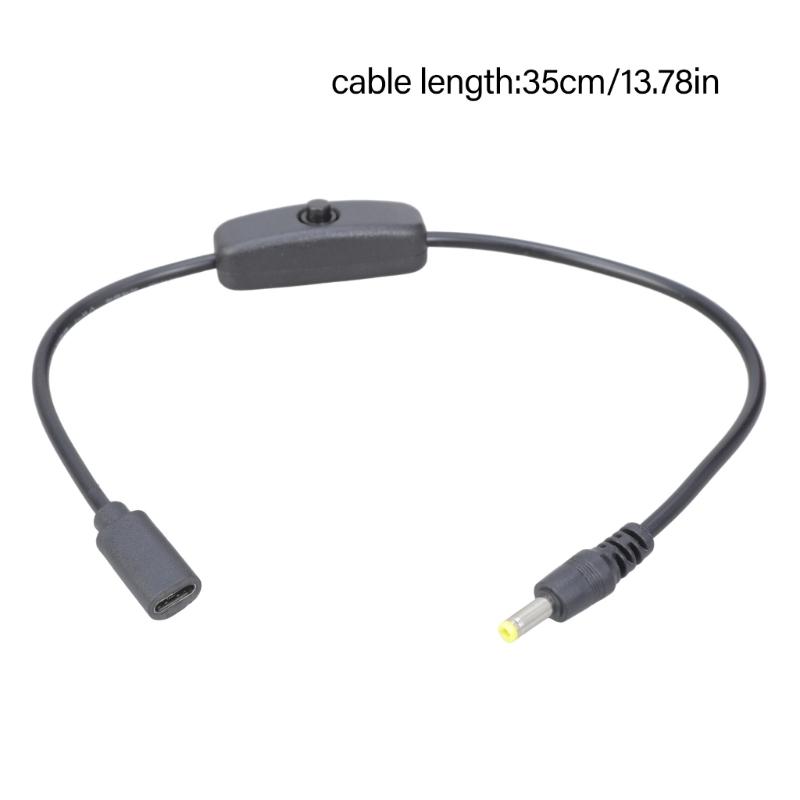 35cm 5V Charging Cable Type C to 4.0x1.7mm Plug with Switching Control for LED Lights Router Fan Wireless Speaker