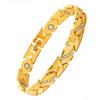 Bracciale Magnetico Europeo e Americano Transfrontaliero con Inlay di Foglie e Diamanti, Rame Rosso Antico, Spazzolato, Regolabile.