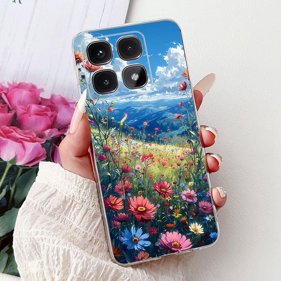 Clear For Xiaomi 14T Case Cover Luxury Cute Cat Fashion Flowers Funny Cool Painted Soft Phone Case 2406APNFAG