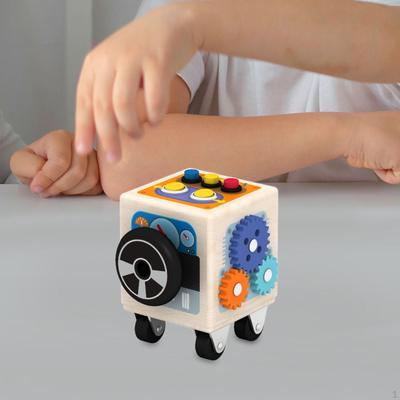 Cubo de atividades de madeira Busy Board com LED educacional conveniente desenvolvimento Montessori sensorial