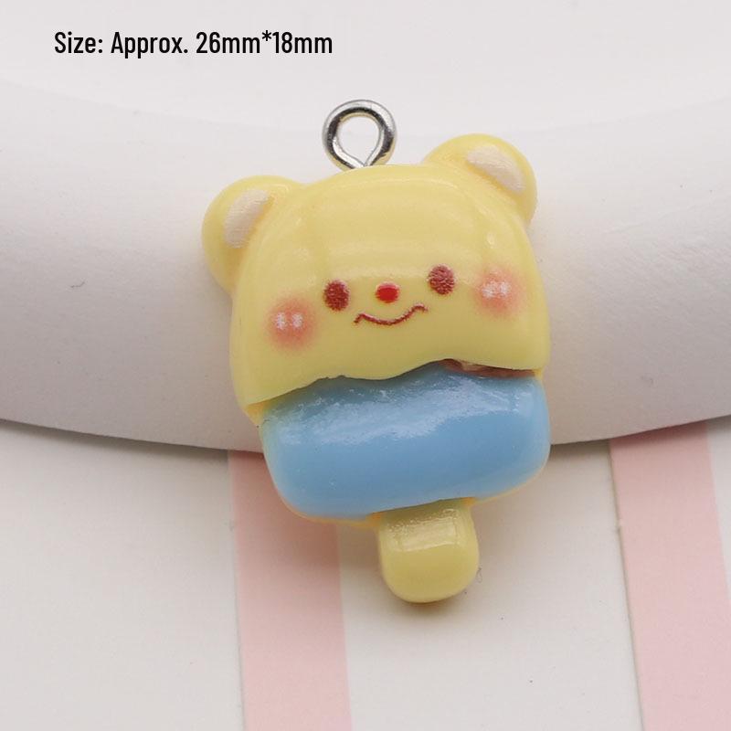 Resin Cartoon Bear Pendant Keychain - Bright Surface Cute DIY Jewelry Accessory