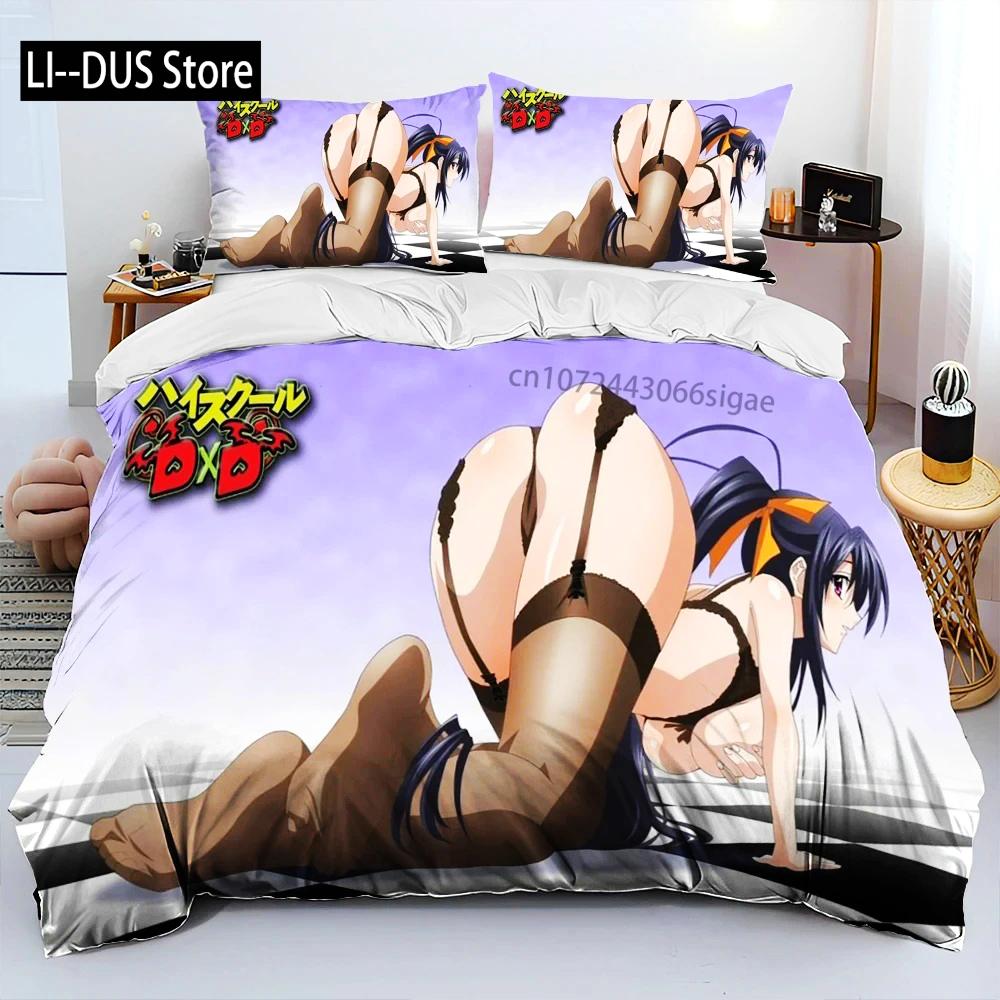 Sexy Girl High School DxD Anime Bedding Set Duvet Cover Bed Set Quilt Cover Pillowcase Comforter King Queen Size Boys Adult