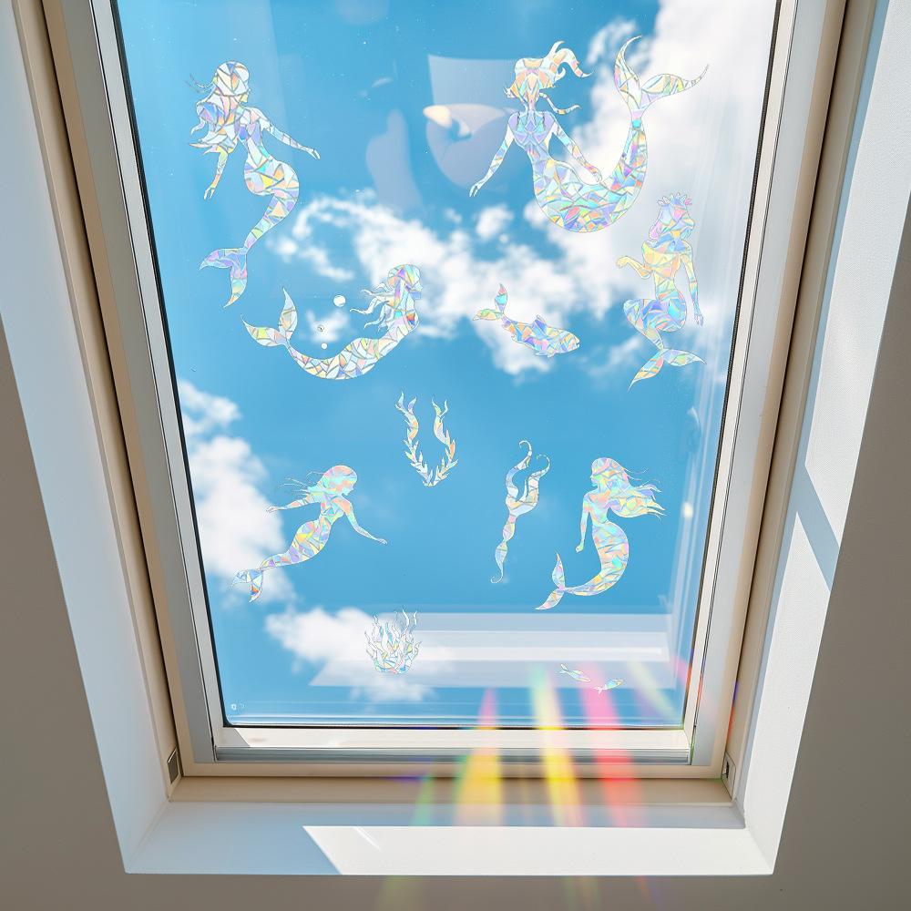 Unterwasserwelt Meerjungfrau Seetang Glastüren und Fenster Heimverschönerung Fensteraufkleber