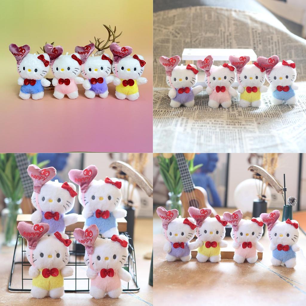 Cute Hello Kitty 50th Anniversary Heart Balloon Plush Doll Keychain For Bags
