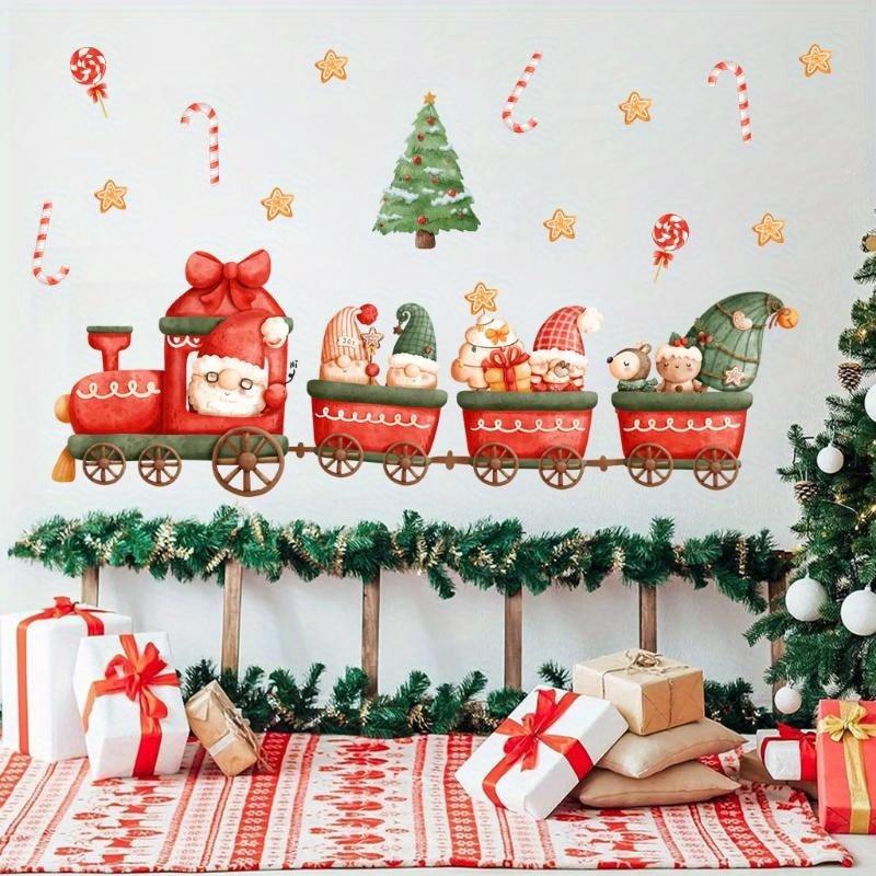 1 PZ Treno di Natale Decorazione Festiva per Finestra Adesivo Murale per Decorazione Soggiorno Decalcomania Murale 20*30CM