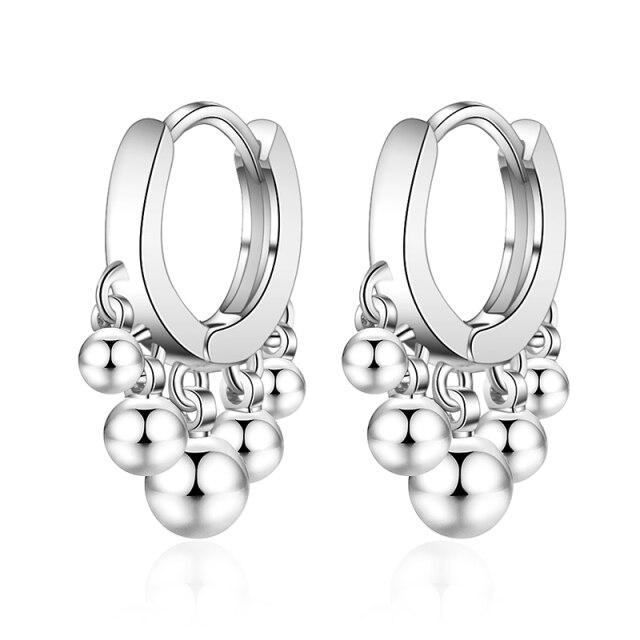 

Стерлингового Серебра 925 пробы в стиле панк, круглые бусины, серьги-кольца с кисточками, ювелирные изделия для женщин, модные подарки для вечеринок, оптовая продажа, S-E895 серебряный