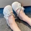 Girls' Leather Shoes Spring and Autumn Children's Soft-soled White Shoes Foreign Style Doudou Single Shoes Little Girl Pearl Female Treasure Prin