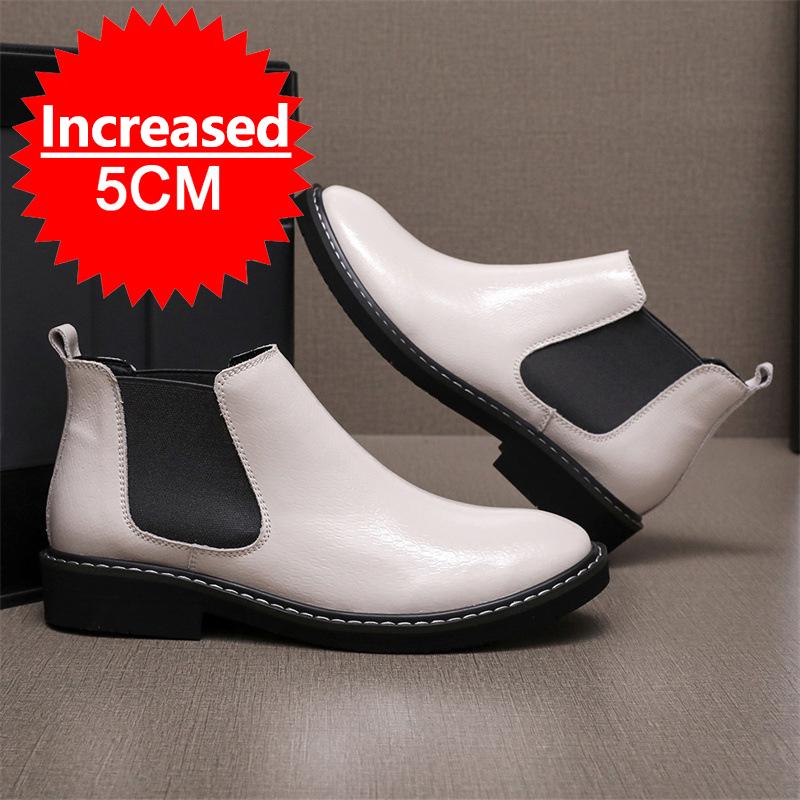 Mode Herren Stiefel mit Schlangenmuster Schuhe mit Absätzen Höhe Stiefel Mann Erhöhung Einlegesohle 5CM Mode Slipper Leder Stiefelette Chelsea Boots