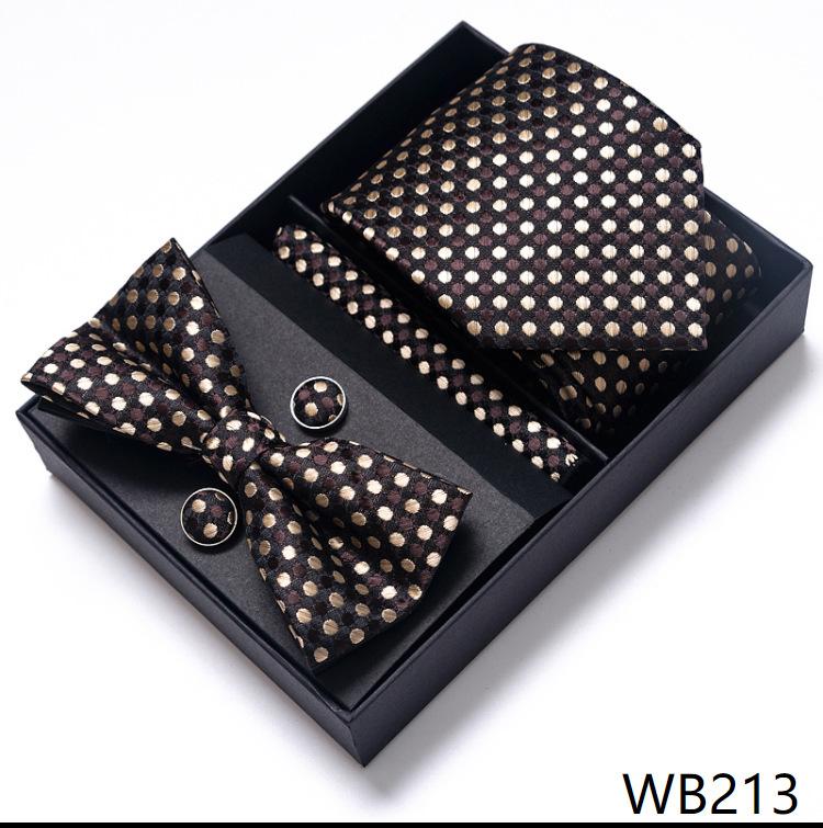 Men'S Business Dress Party Tie Gift Box Fashion Tie Square Scarf Combination Set Tie Bow Tie Set
