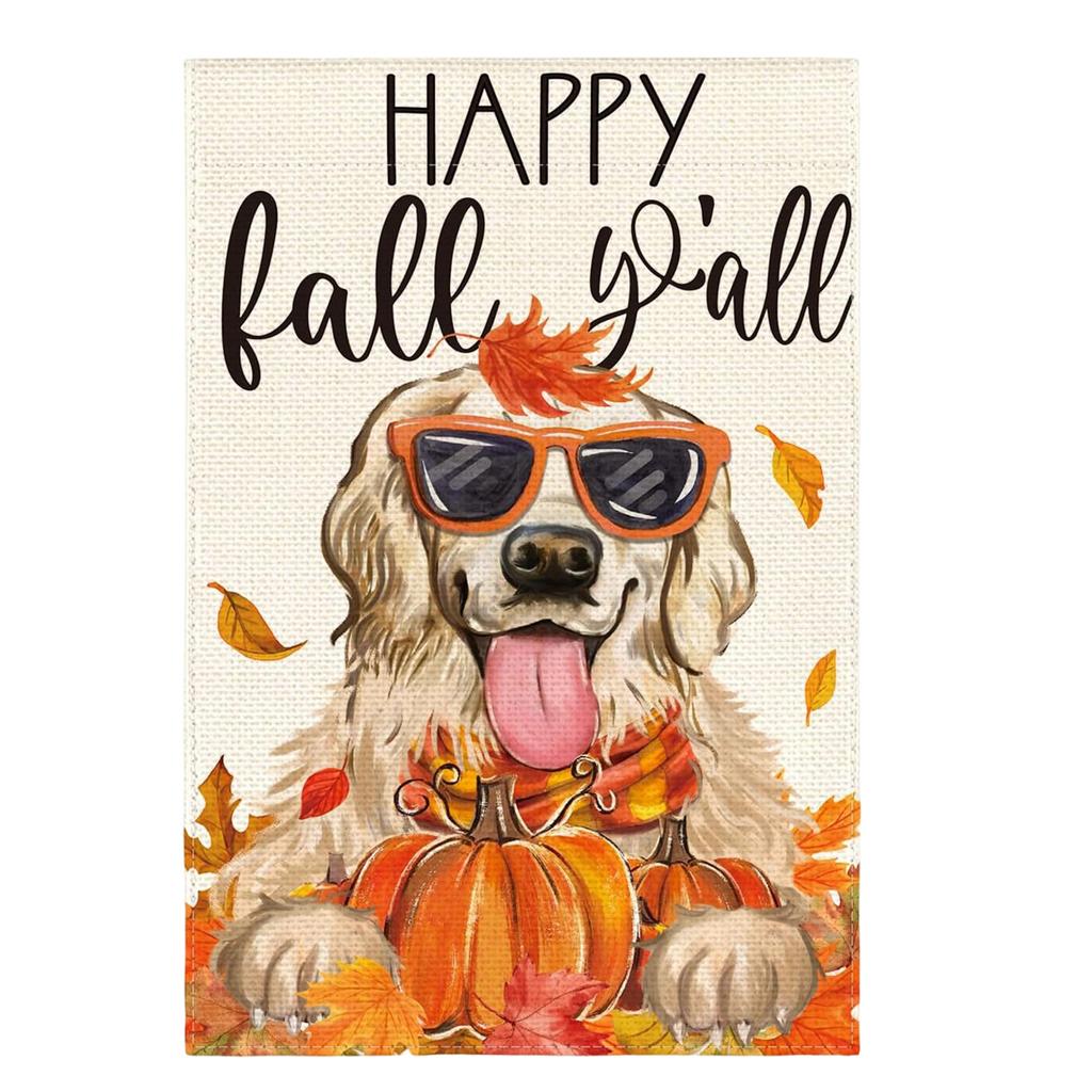 Double Sided Linen Garden Flag with Thanksgiving Pumpkin and Maple Leaf Design 45x30cm Durable Outdoor Decorative Banner for Yard Porch