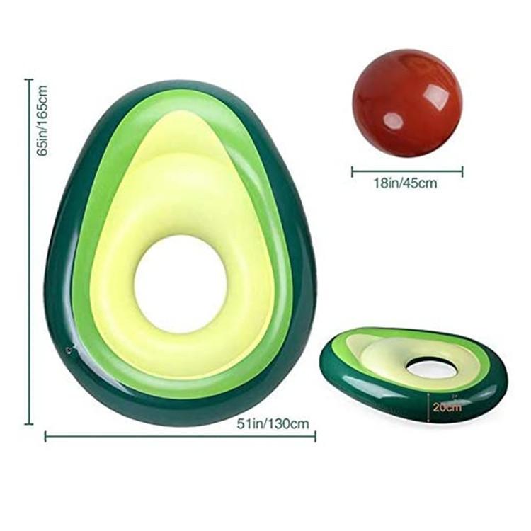 Inflatable Avocado Pool Float Floatie with Ball Swimming Ring Water Sport Summer Beach Swimming Mattress Party Toys Lounge Raft