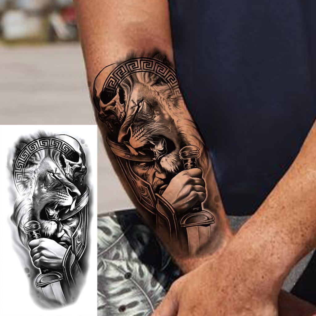 1 Sheet Wolf Lion Astronaut Temporary Tattoos For Men Women Adults Fake Tattoo Sticker Planet Galaxy Universe Outer Space