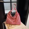 Damen Canvas Tote Bag mit Streifenmuster und großem Fassungsvermögen - Herbstkollektion 2025