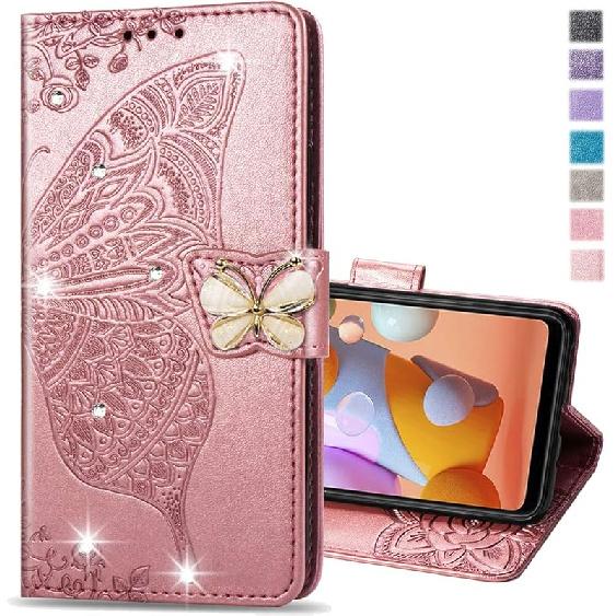 Case for iPhone 16, iPhone 16 Case Glitter with Card Slots Flip Wallet Case for Women Diamond Butterfly Shockproof Protective Case for iPhone 16 6.1