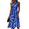 Sleeveless Casual Midi Dress for Women Round Neck Floral Print A-Line Summer Dress Lightweight Comfortable Fit