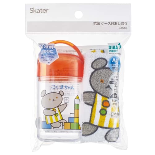Skater Antibacterial Hand Towel Set with Case, Little Bear Design, Made in Japan, 32 x 30.5 cm, OA5AG-A