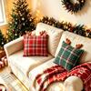 Festive Cushion Pillowslip Plaid Throw Pillow Cover Christmas Pillow Cover Home Decor