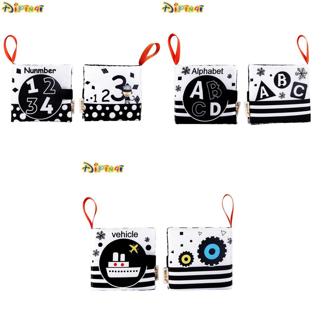 Bagged Packaging Black And White Cloth Book With Sound Paper Emotional Visual And Intellectual Stimulation Toy For Babies