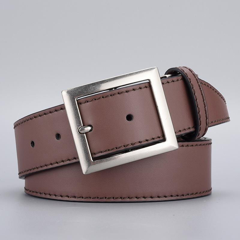 Men'S Belt Alloy Belt Simple Casual Pin Buckle Belt Pu Belt Men'S