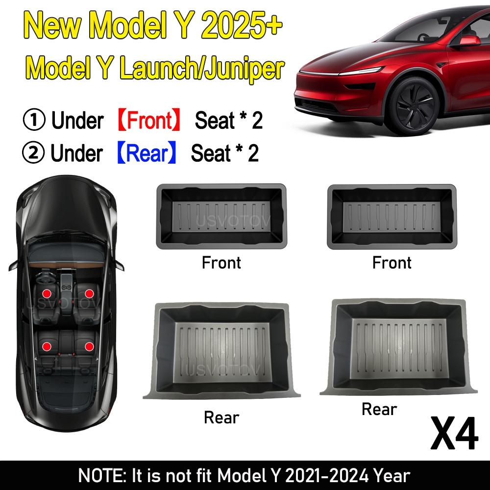 Für Tesla Neues Model Y 2025 Launch Juniper Sitzaufbewahrungsbox Mittelkonsolen-Organizer Behälter Vorne Hinten Ablage Mülleimer Zubehör