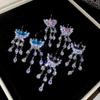 Korean Style Zircon Butterfly Water Drop Earrings - Light Luxury and Fashionable Stud Ear Jewelry