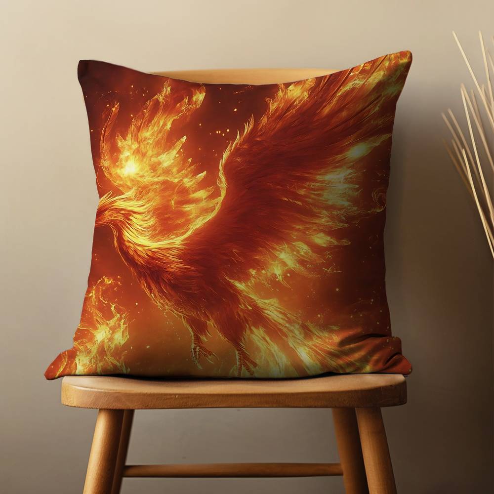 Myth Art Flame Phoenixs Throw Pillow Case Living Room Sofa Cushion Cover For Home Bedroom Decoration And Protector